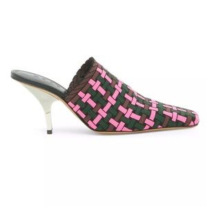 Marni Jacquard Square-Toe Mules Fuschia Green Women’s EU 39/US 9